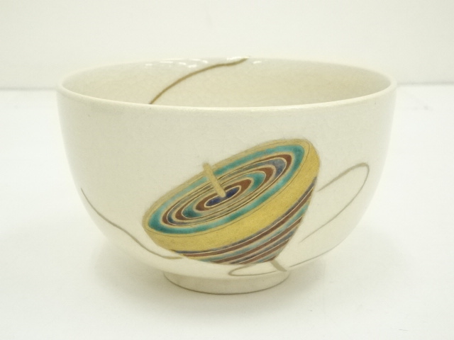 ★ はやとばあ ★T　能瀬三恵子 （萌春） 九谷焼 色絵金彩花草絵図 道具 ] - 道具 九谷焼 能瀬三恵子（萌春）造 色絵独楽茶碗（共箱